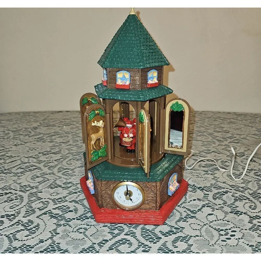 Festive Rotating Christmas Clock Tower